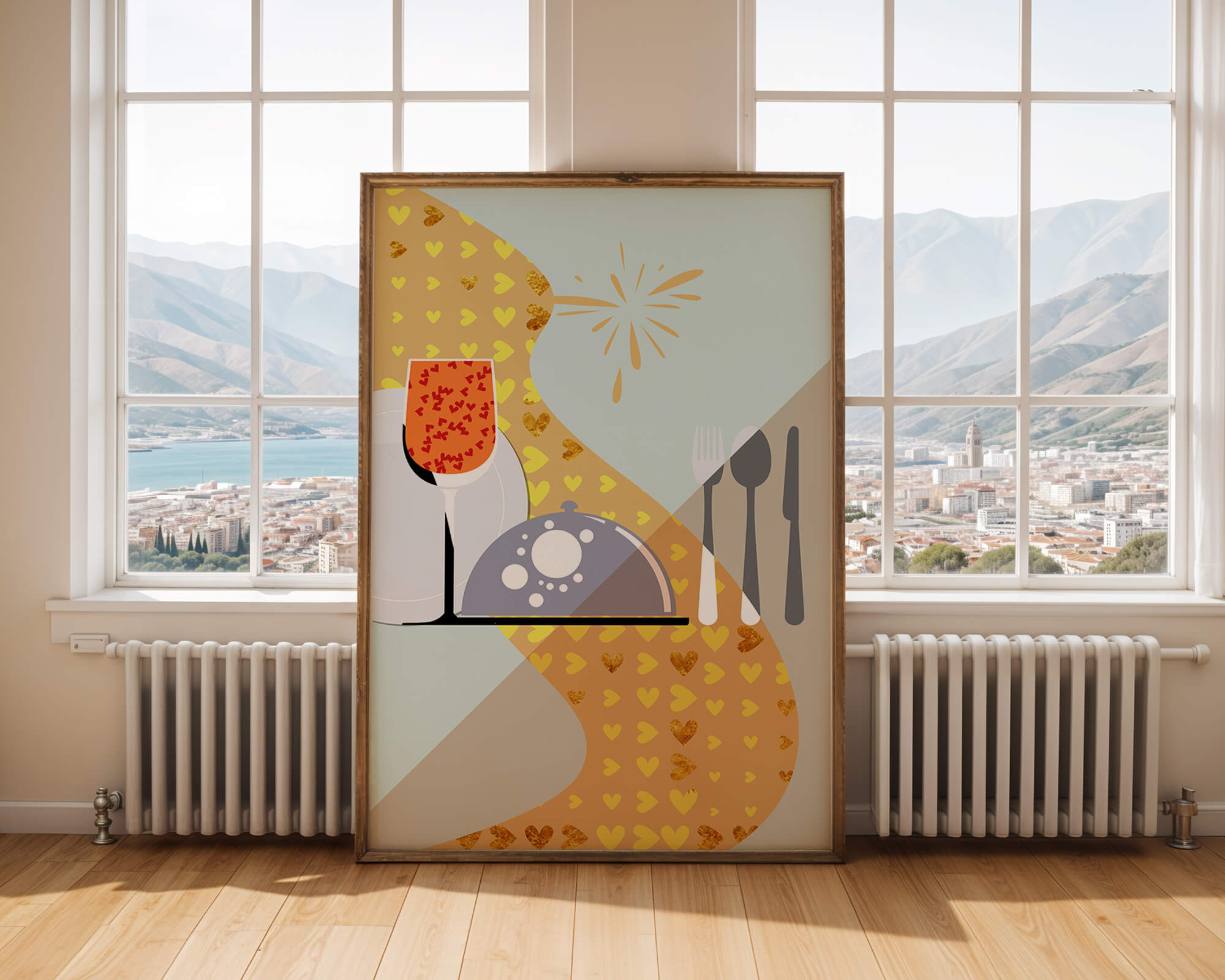 Elegant Dining Setting with Red Wine Glass and Gold Accents - Mi tienda