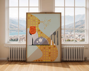 Elegant Dining Setting with Red Wine Glass and Gold Accents - Mi tienda