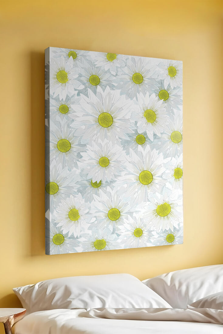 White Daisies Pattern with Yellow Centers