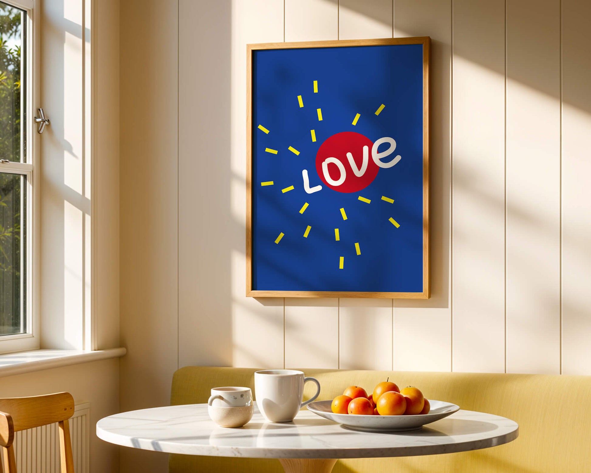 Colorful love-themed abstract design with bold elements