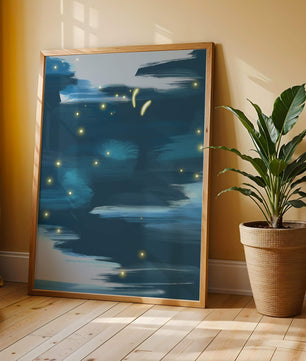 Ciel nocturne abstrait avec des éléments lumineux