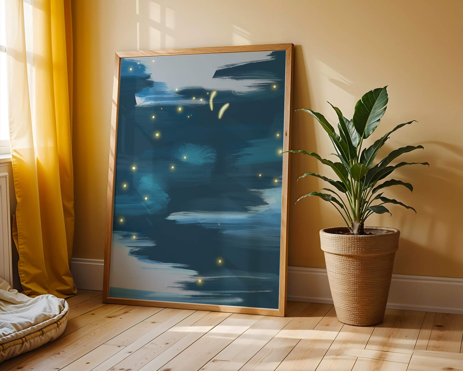 Abstract Night Sky With Glowing Elements