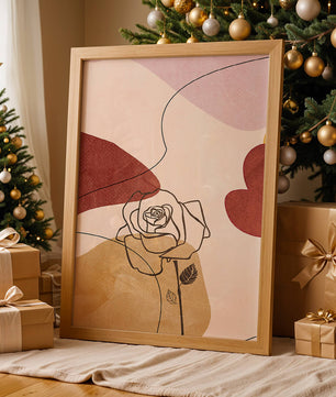Abstract Line Art Rose with Earth Tones and Minimalist Design - Mi tienda