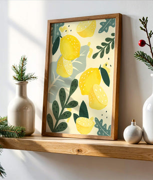 Vibrant lemon and leaf pattern design for home decor