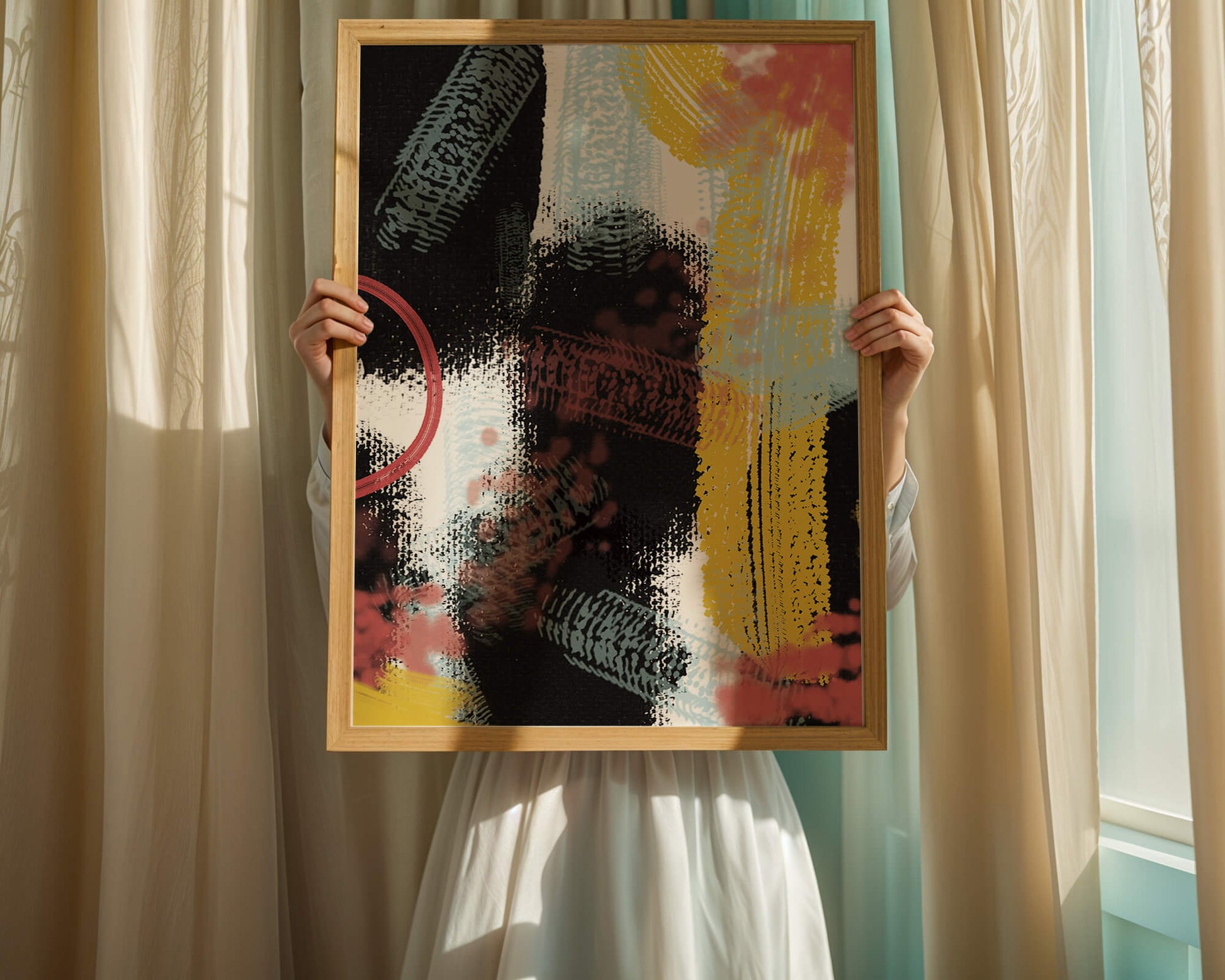 Abstract brush stroke art with vibrant colors on textured background