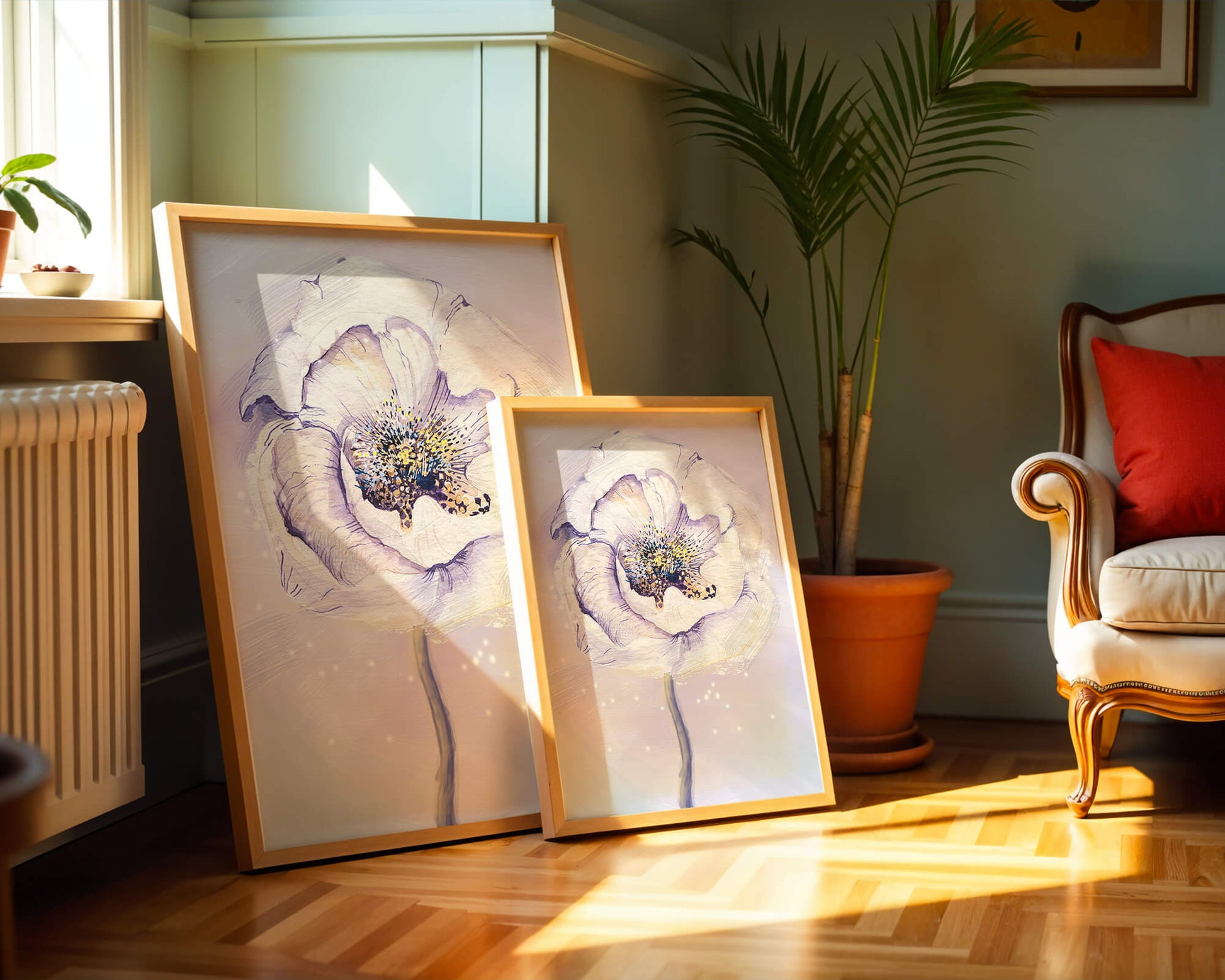 Elegant watercolor flower illustration with delicate pastel tones