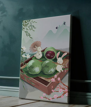 Charming Hasen mit Mochi und Berglandschaft
