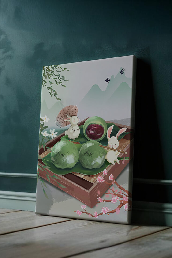 Charming Hasen mit Mochi und Berglandschaft