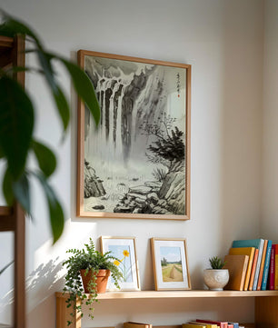 Serene Waterfall in Traditional Chinese Landscape Painting