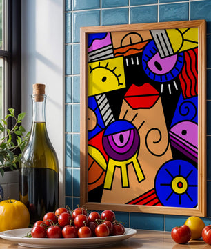 Abstract Geometric Pop Art with Bright Colors and Shapes - Mi tienda