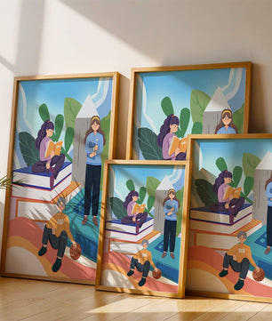 Illustration éducative d’enfants s’adonnant à la lecture de livres