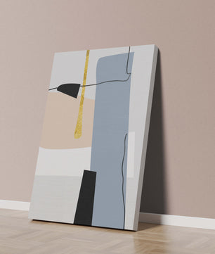 Abstrakte geometrische Kunst mit blauen und goldenen Akzenten