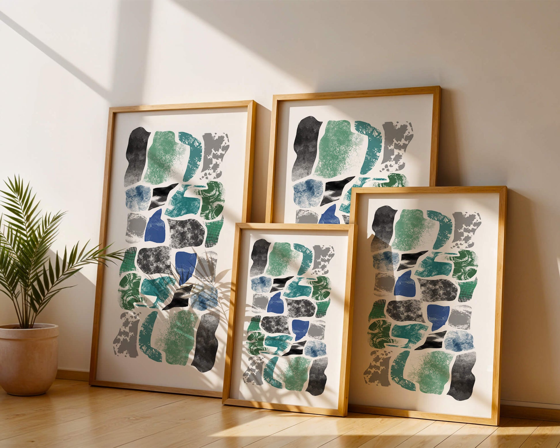 Abstraktes Muster mit bunten strukturierten Formen in modernem Design