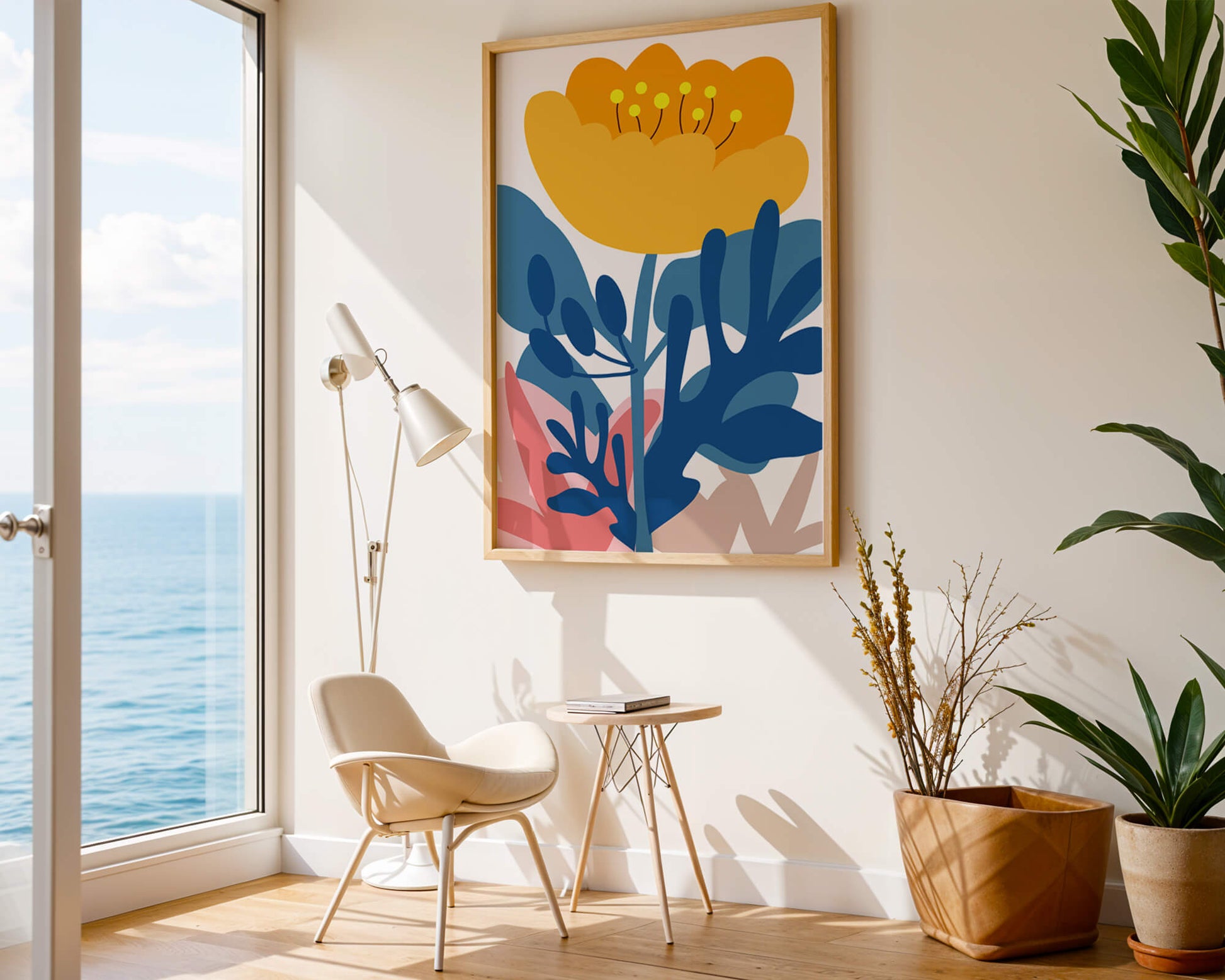 Illustration florale abstraite colorée au design botanique moderne