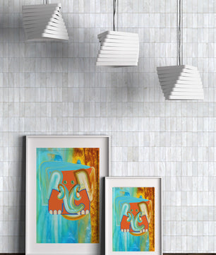 Pintura abstracta colorida de un elefante con tonos vibrantes y pinceladas artísticas