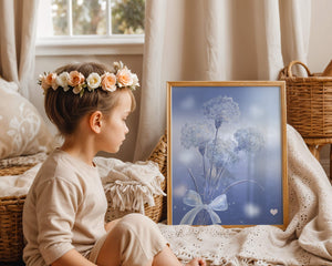 Carnations With Sparkles And Ribbon On Blue Background - Mi tienda