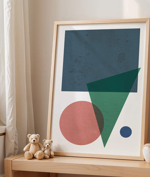 Abstract Geometric Composition with Overlapping Shapes on Textured Background - Mi tienda