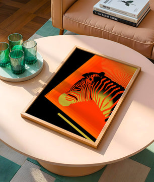 Abstract Zebra with Vibrant Colors and Golden Elements