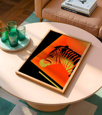 Abstract Zebra with Vibrant Colors and Golden Elements