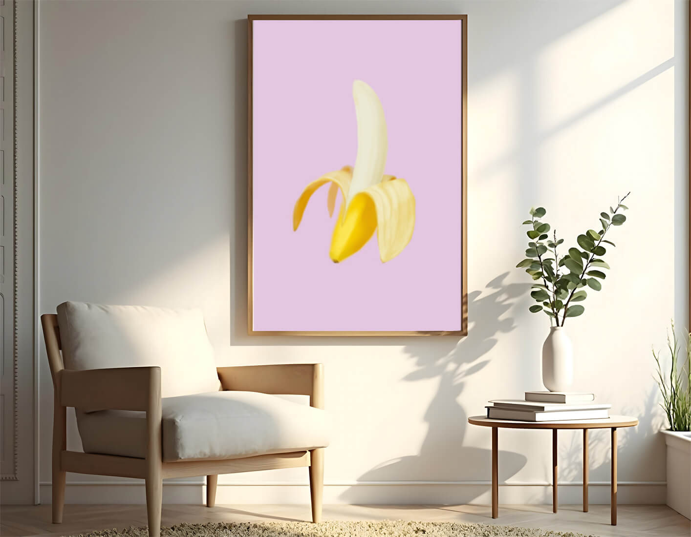 Open banana with purple background for vibrant decoration