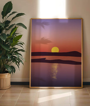 Sunset Over Tranquil Water with Vibrant Sky
