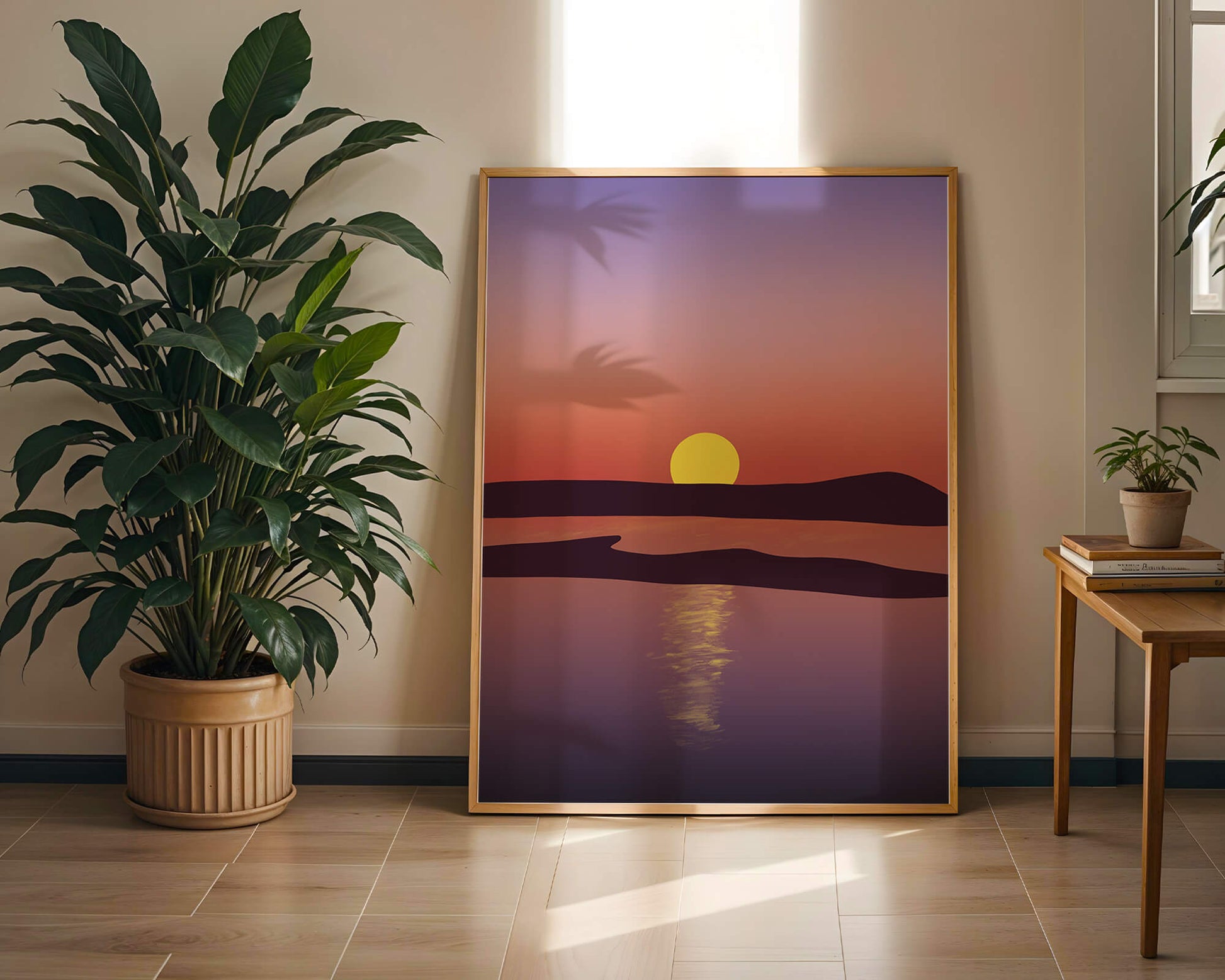 Sunset Over Tranquil Water with Vibrant Sky