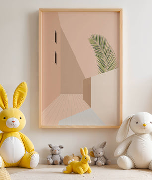 Moderne minimalistische Architekturszene mit Palmblatt