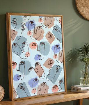 Abstract Face Line Art with Pastel Colors - Mi tienda
