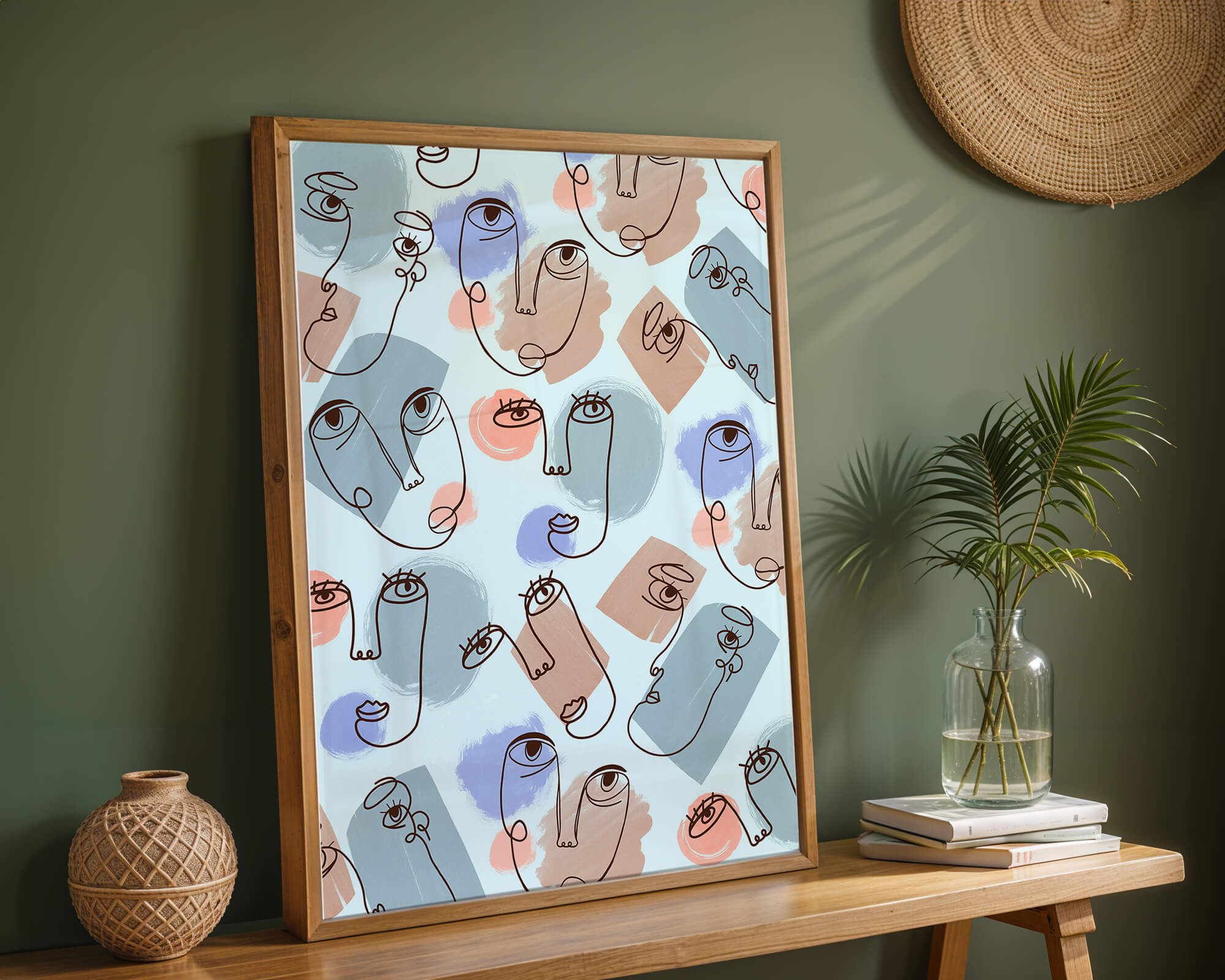 Abstract Face Line Art with Pastel Colors - Mi tienda