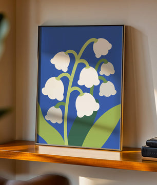 Abstract Lily of the Valley Illustration on Blue Background