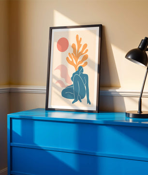 Abstract Nude Figure in Minimalist Design with Botanical Elements - Mi tienda