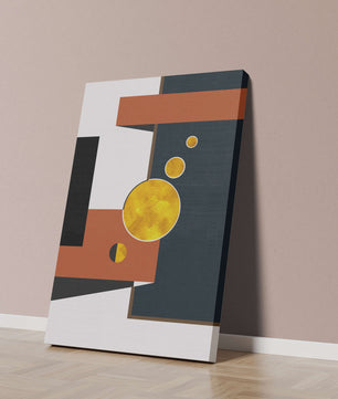 Abstract geometric artwork with golden circles and bold shapes - Mi tienda