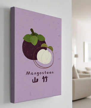 Illustration de fruit de mangoustan avec fond violet