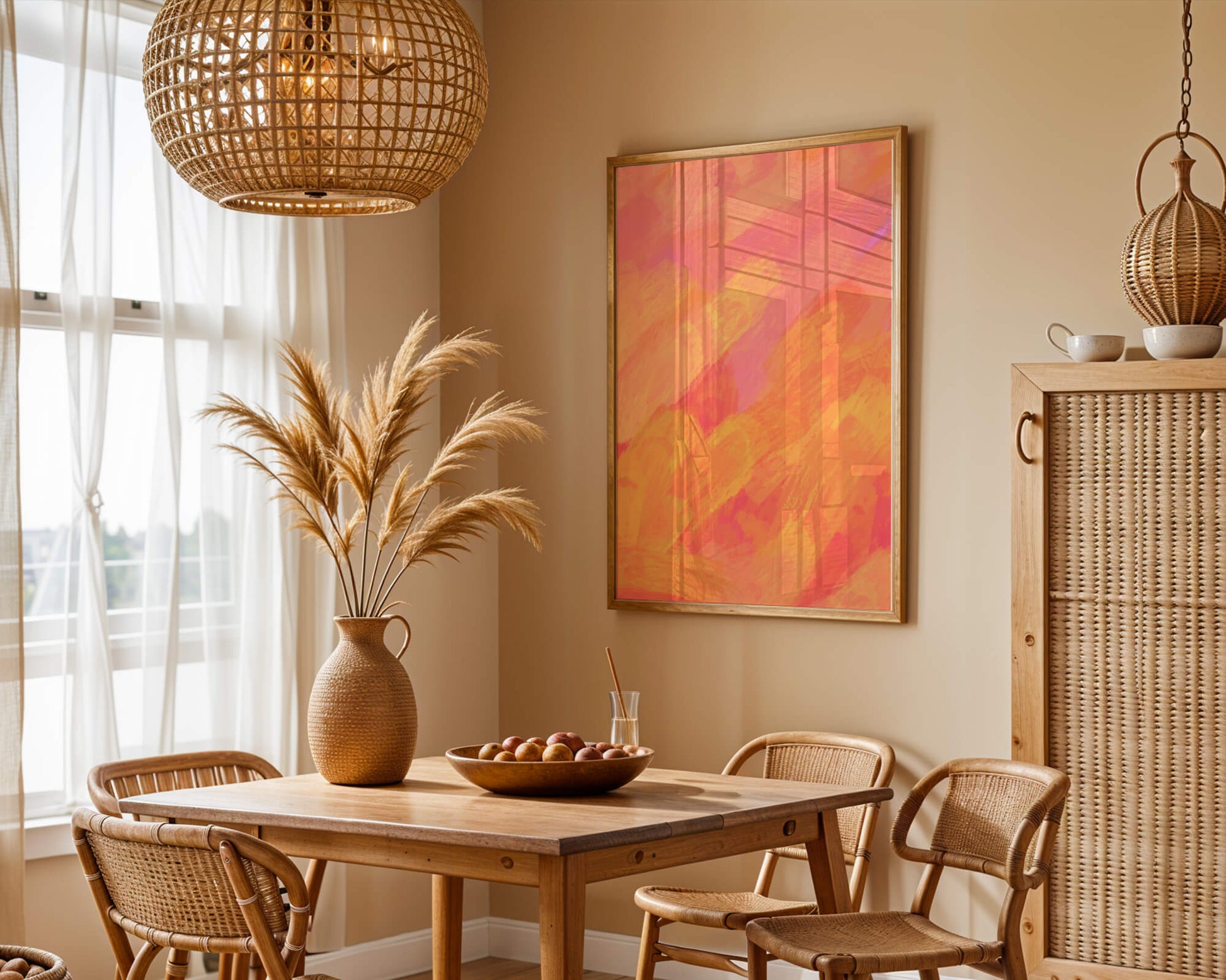 Abstract Warm Toned Brushstroke Art