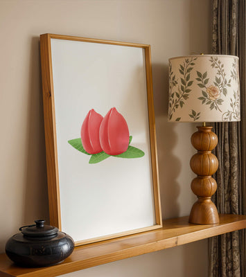 Realistic illustration of juicy peaches with green leaves