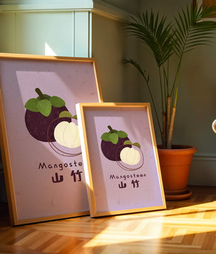 Illustration de fruit de mangoustan avec fond violet