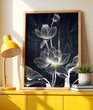 Elegant Abstract Lotus Flowers with Geometric Patterns