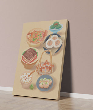 Illustration colorée de la cuisine chinoise avec divers plats
