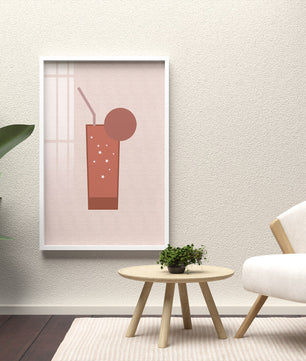Minimalist Illustration of a Chocolate Drink with Straw and Window Background - Mi tienda