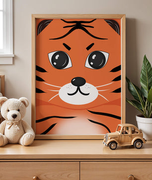 Illustration d’un visage de tigre adorable avec des traits marqués