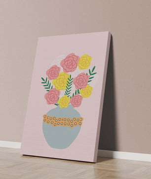 Colorful flower bouquet in a decorative vase illustration