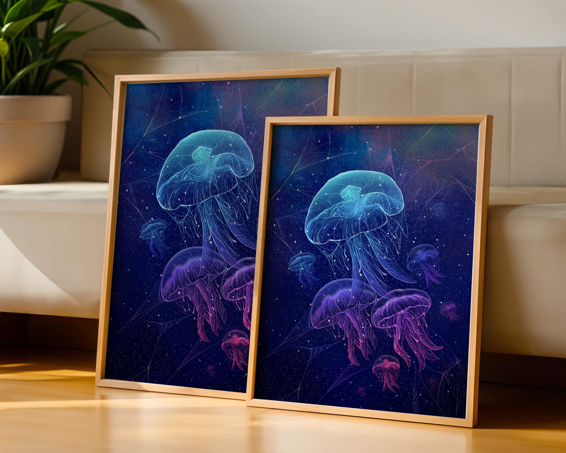Jellyfish Illuminated in Magical Ocean Scene