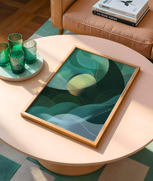 Formas fluidas abstractas verdes y azules con efecto degradado