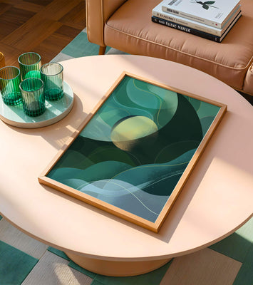 Abstract green and blue fluid shapes with gradient effect
