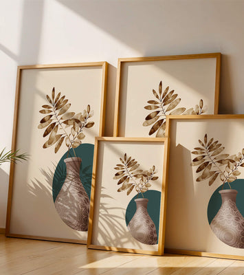 Elegant Botanical Illustration With Mandala Vase