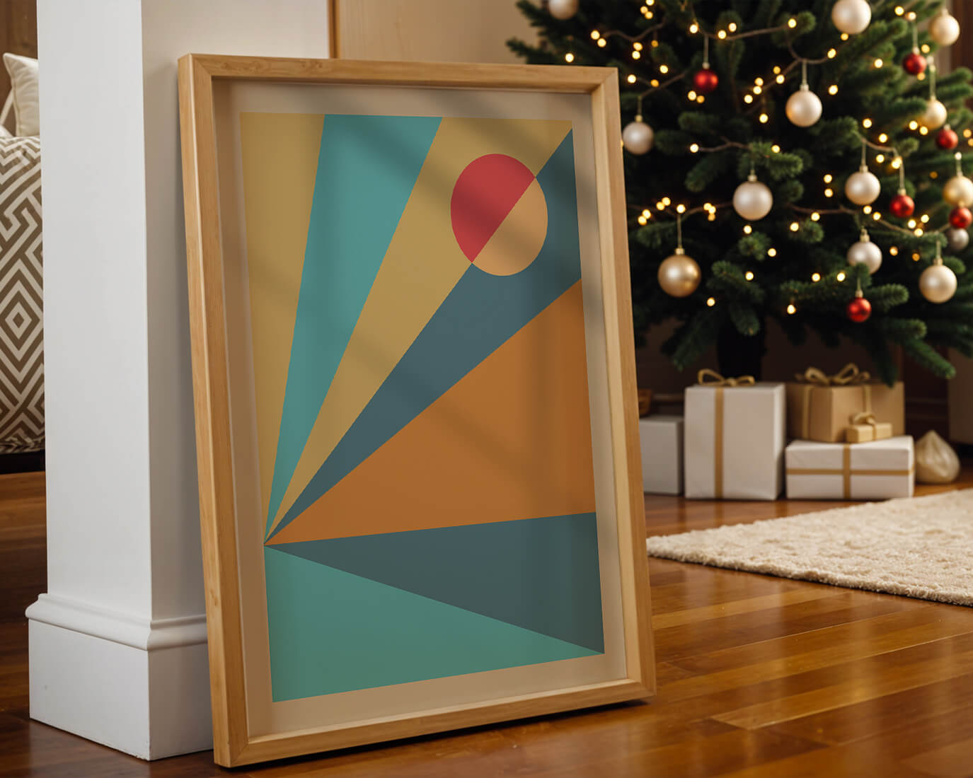 Geometric Abstract Art with Bold Colors and Circles