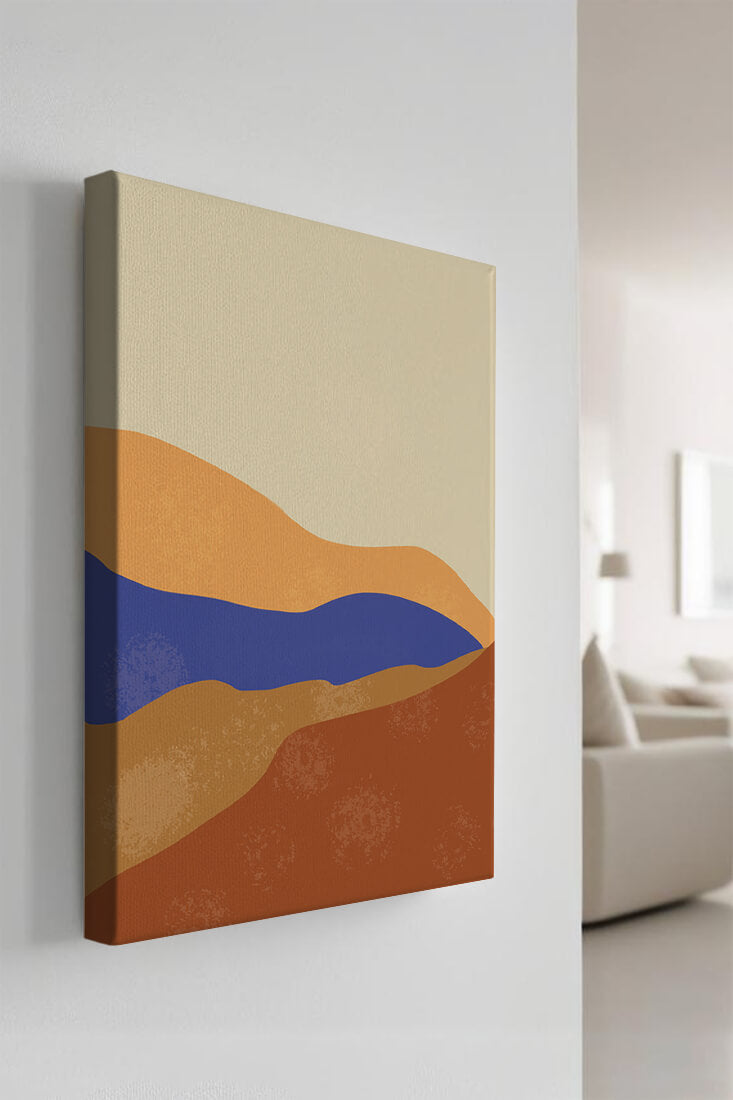 Paisaje abstracto con olas coloridas y bordes audaces