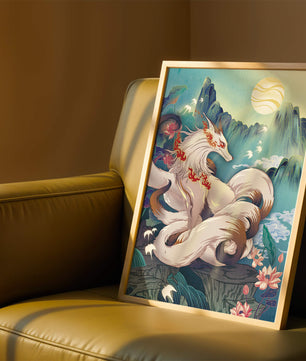 狐妖在充满生机的幻想景观中