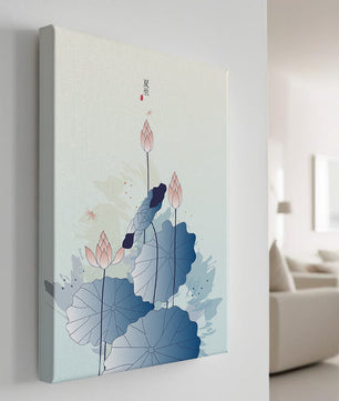 Lotus flower and dragonflies in elegant pastel illustration