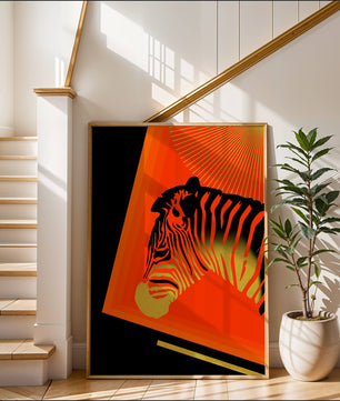 Abstract Zebra with Vibrant Colors and Golden Elements